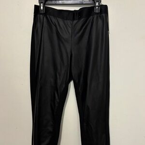 Tahari WoMen's Sleek Black Dress Pants with leather look trim